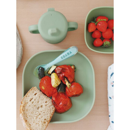 BEABA Piatto ventosa per bambini in silicone Verde Salvia 2