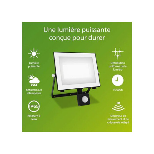 Philips Projetor exterior - PHILIPS - Leis - Sensor de movimento e crepúsculo - 50 W - IP65 1
