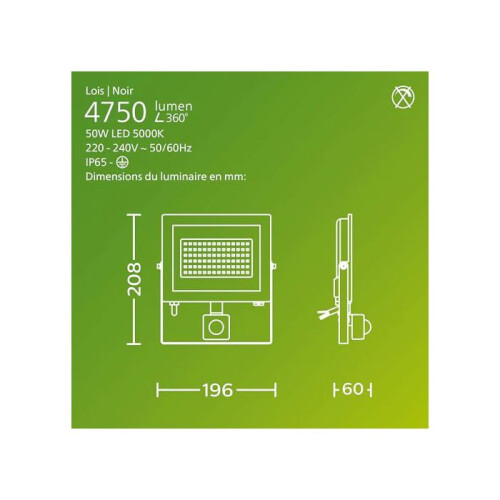 Philips Projetor exterior - PHILIPS - Leis - Sensor de movimento e crepúsculo - 50 W - IP65 2