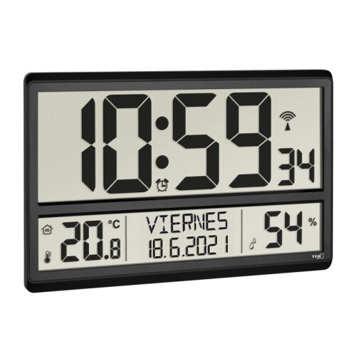 Horloge murale digitale - HERTER - XXL - Noir - Grand format - Numérique