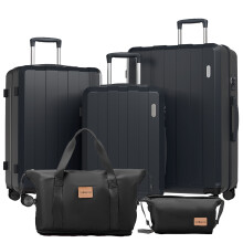 Lot de 5 valises, avec serrure TSA, imperméable, fermeture YKK, roues multidirectionnelles et extensible