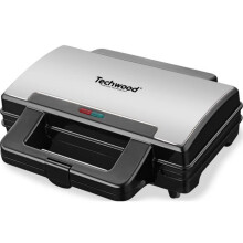 Elektrische wafelmaker - TECHWOOD - 2 wafels - Antiaanbaklaag - RVS decor - Vergrendelingssysteem