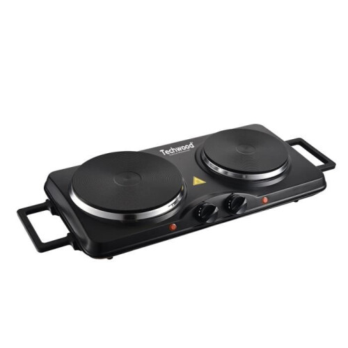 Techwood Plaque électrique 2 feux - TECHWOOD - 2 feux - 2500W - Noir - 185+155 mm