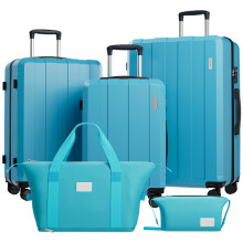 Lot de 5 valises avec serrure TSA, imperméables, fermetures YKK, roues multidirectionnelles et extensibles