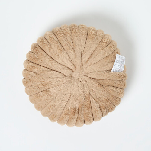 Homescapes Cream Round Button Cushion, 36 cm 2