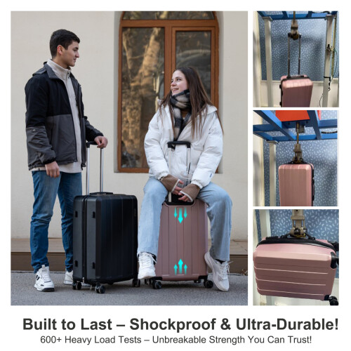 Lot de 5 valises, avec serrure TSA, imperméable, fermeture éclair YKK, roues multidirectionnelles, extensible 2