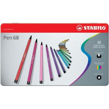 STABILO Pen 68 - Metallilaatikko - 30 värikynän setti