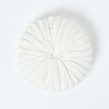 White Round Button Cushion, 36 cm