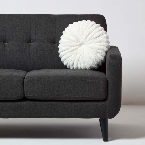 Homescapes White Round Button Cushion, 36 cm 1