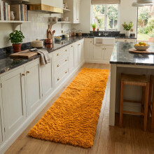 (60 x 220 cm (2 ft x 7 ft 3 in)-Runner Rug, Ochre) Anti Slip Shaggy Rug For Living Room Runner Carpet