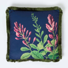 Cotton Blue Floral Fringe Cushion, 45 x 45 cm