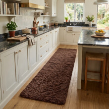 (60 x 220 cm (2 ft x 7 ft 3 in)-Runner Rug, Coffee/Brown) Anti Slip Shaggy Rug For Living Room Runner Carpet