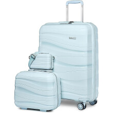 Melalenia Lot de 3 Valises Cabine, Matériau PP, Roulettes Multi-directionnelles, Cadenas TSA, Bleu Clair, 500mm