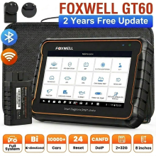 Foxwell GT60, Scanner de diagnostic automobile OBD2, 24+ Réinitialisations, Test bidirectionnel, Bluetooth