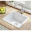 HOROW White Granite Composite Kitchen Sink 45x50x20cm, Scratch Resistant, with Waste Kit 1