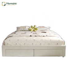HOMAIRE Velvet Upholstered 4ft6 Double Bed Beige