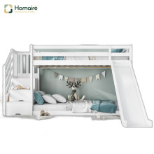 HOMAIRE White Pine Wood Bunk Bed with Slide