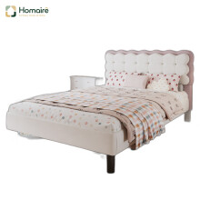 HOMAIRE Kids Velvet Upholstered 4ft6 Bed Beige