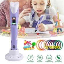 (Purple) 3D Printing Pen Set Doodle PLA Filament Printer Drawing 12 Colours Kids Gift UK