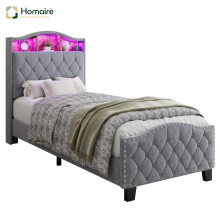 HOMAIRE Velvet Upholstered 3FT Grey Storage Bed