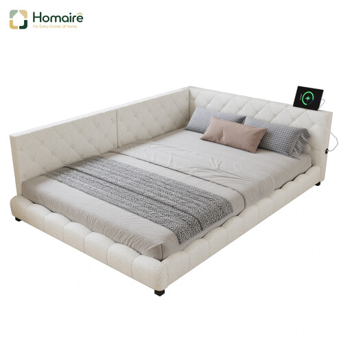 HOMAIRE Beige Upholstered 4ft6 Double Bed