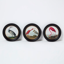 Round Birds Wall Art, 27 x 27cm, Set of 3