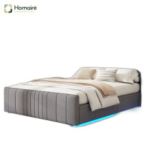 HOMAIRE Grey Velvet Ottoman Bed 4ft6 Double