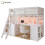 HOMAIRE White Wooden Loft Bed with Storage 1