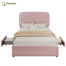HOMAIRE Pink Velvet Upholstered 4ft6 Double Bed