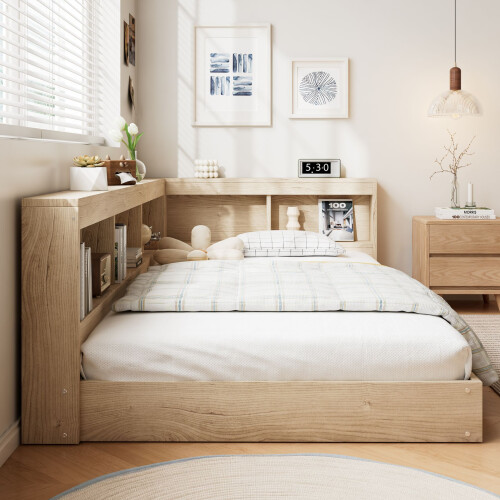 HOMAIRE 3FT Single Storage Bed White Oak 2