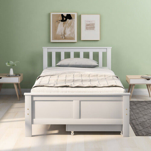 HOMAIRE White Solid Pine Storage Bed 3ft 1