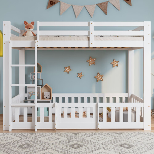 HOMAIRE 3FT White Solid Wood Bunk Bed 2