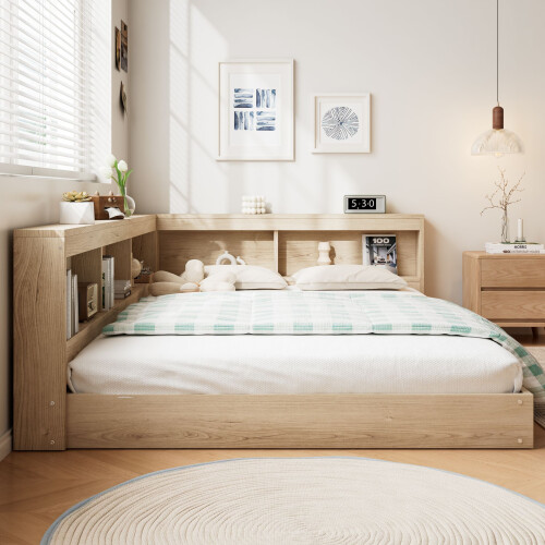 HOMAIRE 4ft6 White Oak Storage Bed 135x190cm 2