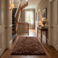 (80 x 150 cm (2 ft 6 in x 5 ft), Coffee/Brown) Anti Slip Shaggy Rug For Living Room Runner Carpet