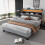 HOMAIRE Grey Velvet Upholstered Double Bed 3