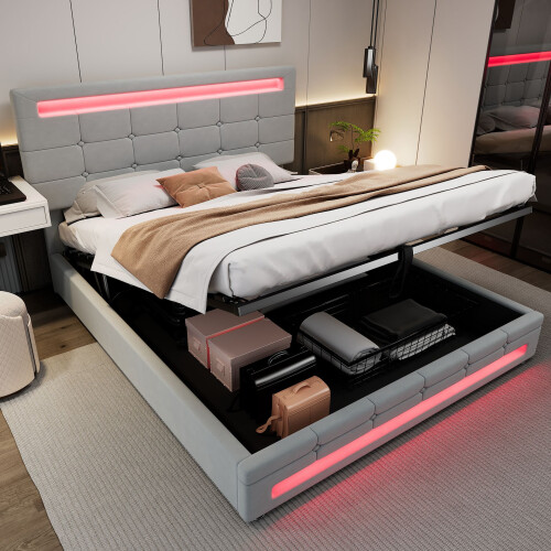 HOMAIRE Grey Velvet Upholstered Double Bed 2