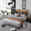 HOMAIRE Grey Velvet Upholstered Double Bed 5