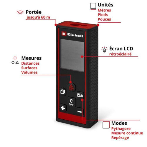 Einhell Einhell Laser Measuring Tool TC-LD 60 R Distance Area Addition Calculator 1