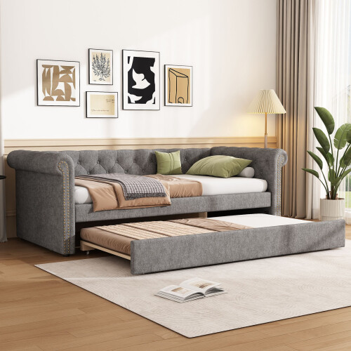 HOMAIRE Grey Velvet 3FT Single Daybed Sofa 2