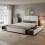 HOMAIRE Velvet Upholstered 4ft6 Storage Bed Beige 3