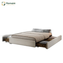 HOMAIRE Velvet Upholstered 4ft6 Storage Bed Beige