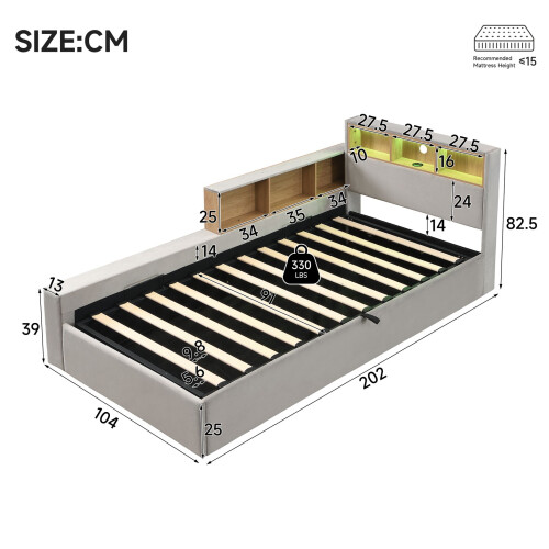 HOMAIRE Velvet 3FT Single Bed with Storage Grey 1