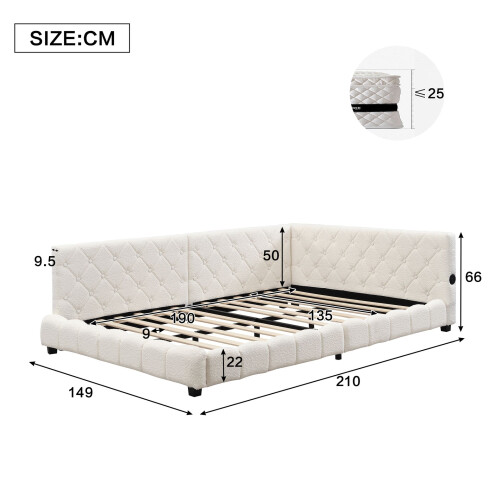 HOMAIRE Beige Upholstered 4ft6 Double Bed 1