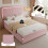 HOMAIRE Pink Velvet Upholstered 4ft6 Double Bed 6