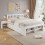 HOMAIRE White Wooden 4ft6 Double Storage Bed 4
