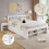 HOMAIRE White Wooden 4ft6 Double Storage Bed 2