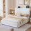 HOMAIRE Velvet Upholstered 4ft6 Storage Bed Beige 4