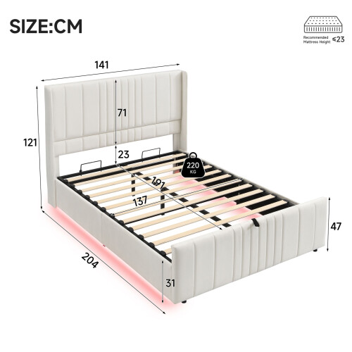 HOMAIRE Beige Velvet Ottoman Bed 4ft6 Double 1