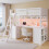 HOMAIRE White Wooden Loft Bed with Storage 3