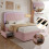 HOMAIRE Pink Velvet Upholstered 4ft6 Double Bed 5